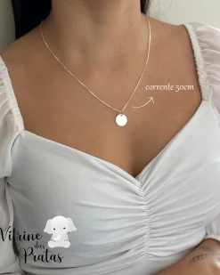 Colar Plaquinha Redonda Personalizada (LEIA A DESCRIÇÃO)