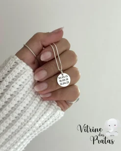 Colar Plaquinha Redonda Personalizada (LEIA A DESCRIÇÃO)