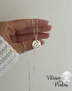 Colar Plaquinha Redonda Personalizada (LEIA A DESCRIÇÃO)