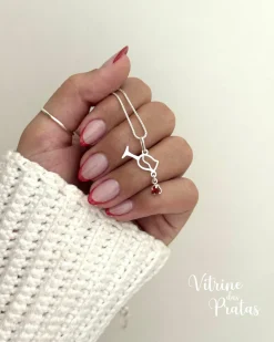 Colar Taça Vinho com Zircônia