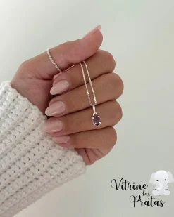 Colar Zircônia Oval Ametista