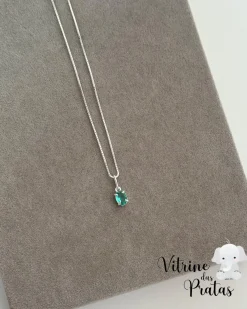Colar Zircônia Oval Verde Turmalina