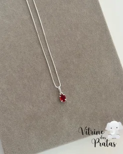 Colar Zircônia Oval Vermelha