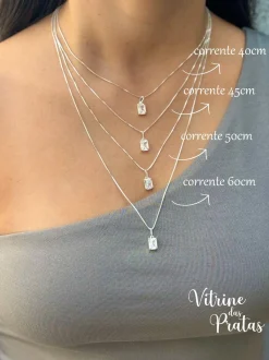 Colar Zircônia Retangular