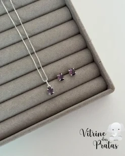 Conjunto Zircônia Oval Ametista