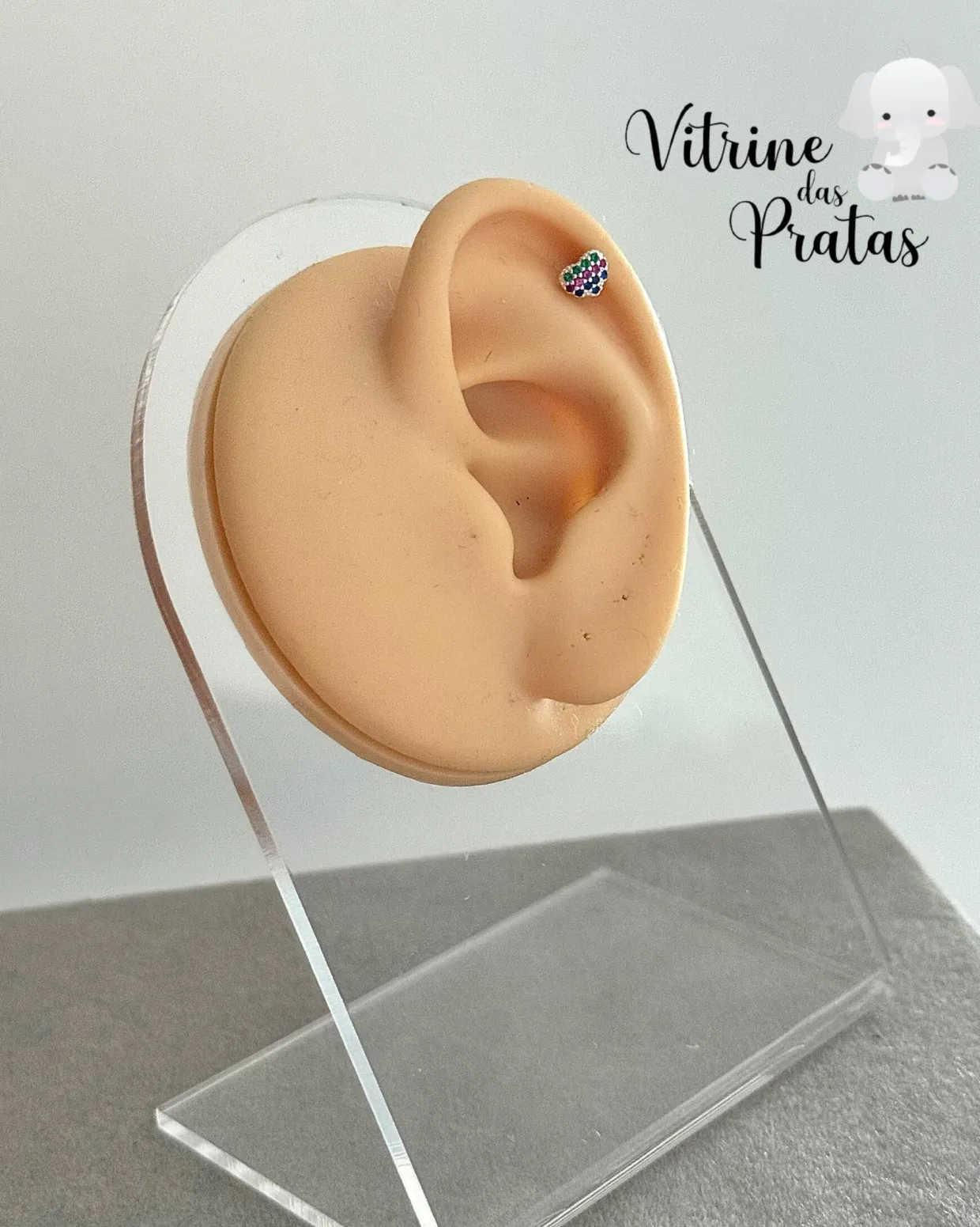 Piercing Pino Coração Color Cravejado