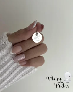 Pingente Plaquinha Espírito Santo com Ponto de Luz