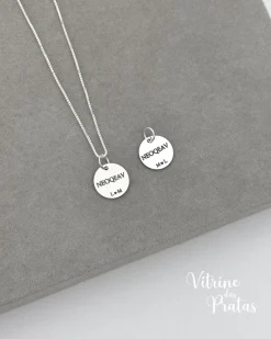 Pingente Plaquinha Redonda Personalizada (LEIA A DESCRIÇÃO)