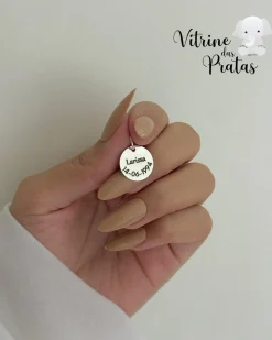 Pingente Plaquinha Redonda Personalizada (LEIA A DESCRIÇÃO)