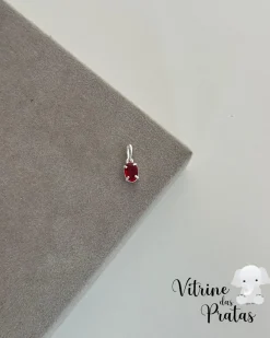Pingente Zircônia Oval Vermelha