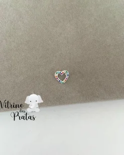 Pingente Coração Vazado Cravejado Color