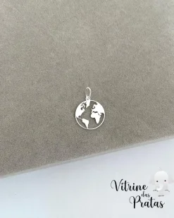 Pingente Plaquinha Mapa Mundi