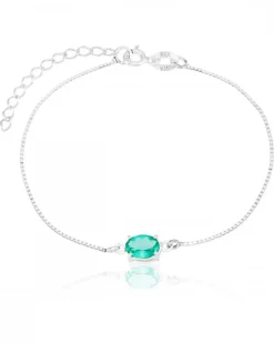 Pulseira com Zircônia Oval Verde Turmalina