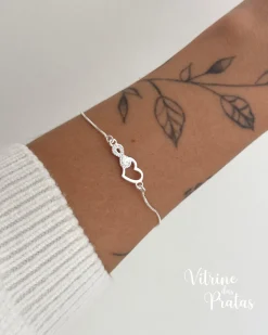 Pulseira Coração com Infinito Cravejado