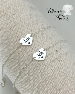 Pulseira Plaquinha Coração Personalizada (LEIA A DESCRIÇÃO)